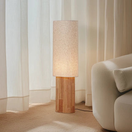 Modern Ambient Floor Light with Natural Wood Base