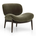 Luxury Velvet Lounge Chair with Wooden Legs – Olive Green Accent Chair