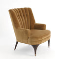 Designer High-Back Accent Chair with Elegant Wooden Legs