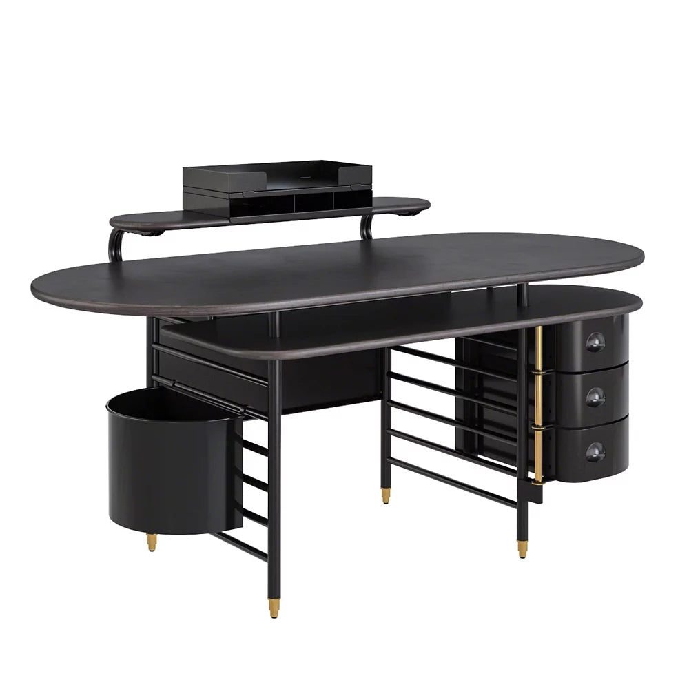 Premium Home Office Desk with Drawers and Metal Frame